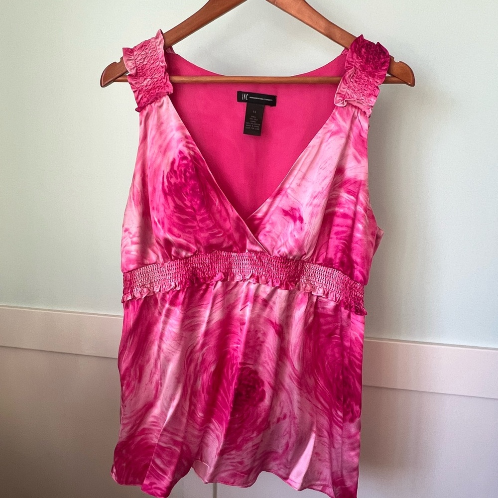INC International Concepts Pink Floral Silk Tank
